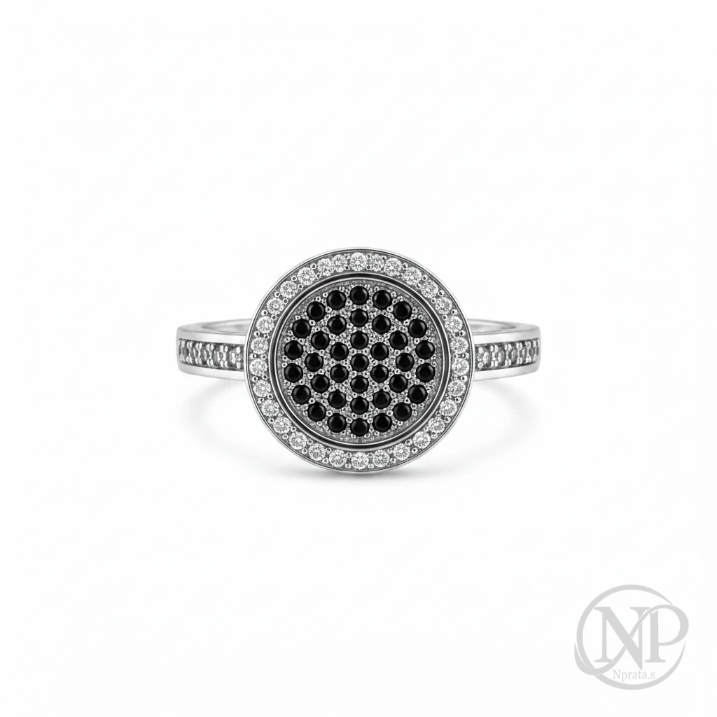 Anel Oval Pedras Negras — imagem 1